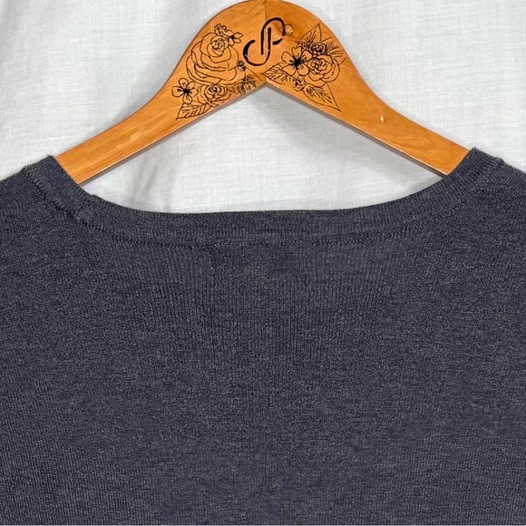 Retrology Dark Cornflower Blue, Asymmetrical Hem with Front-Tie Sweater in 1X - Picture 8 of 14